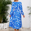 Robe midi à manches longues à encolure croisée imprimée