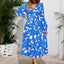 Robe midi à manches longues à encolure croisée imprimée