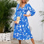Robe midi à manches longues à encolure croisée imprimée