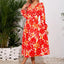 Robe midi à manches longues à encolure croisée imprimée