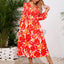 Robe midi à manches longues à encolure croisée imprimée