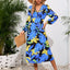 Robe midi à manches longues à encolure croisée imprimée
