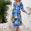 Robe midi à manches longues à encolure croisée imprimée