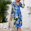 Robe midi à manches longues à encolure croisée imprimée