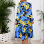 Robe midi à manches longues à encolure croisée imprimée