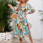 Robe midi à manches longues à encolure croisée imprimée