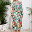 Robe midi à manches longues à encolure croisée imprimée