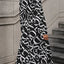 Printed V-Neck Long Sleeve Midi Dress - Korvel