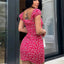 Elegant Printed V-Neck Short Sleeve Mini Dress
