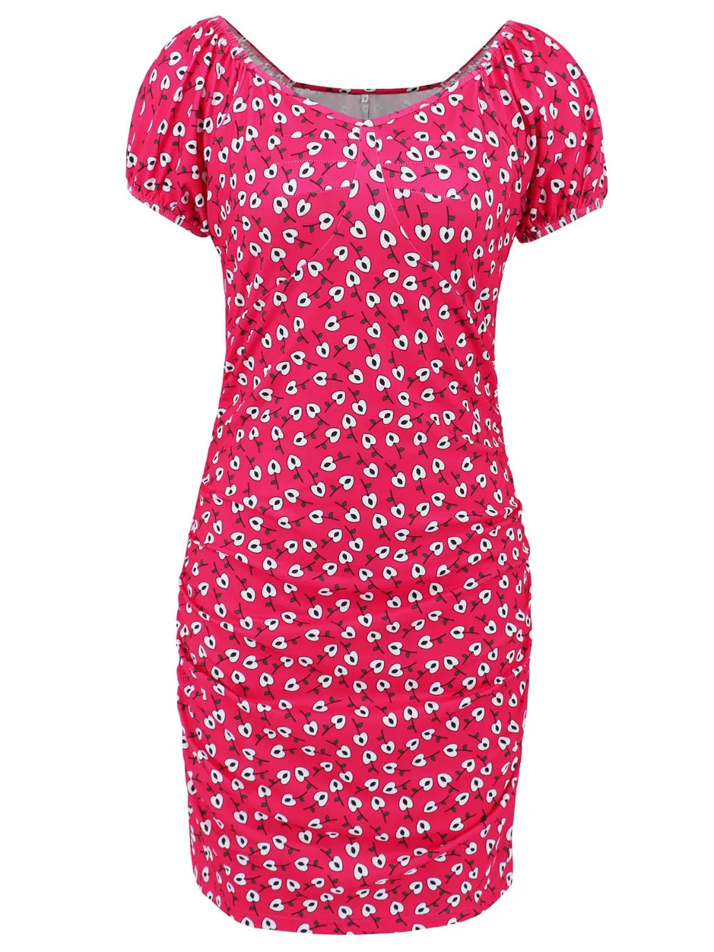 Elegant Printed V-Neck Short Sleeve Mini Dress