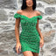 Elegant Printed V-Neck Short Sleeve Mini Dress