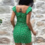 Elegant Printed V-Neck Short Sleeve Mini Dress