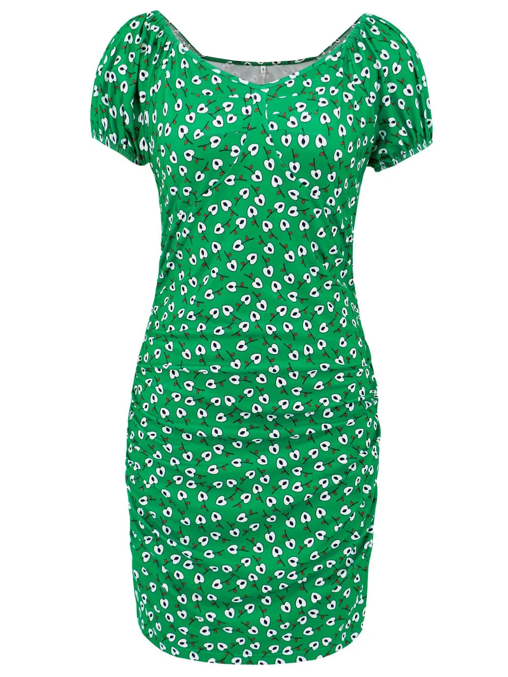 Elegant Printed V-Neck Short Sleeve Mini Dress