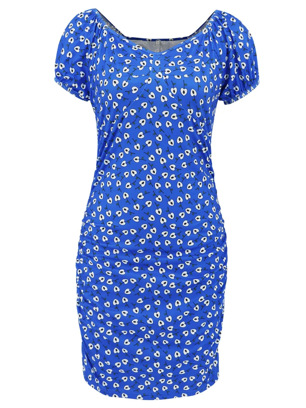 Elegant Printed V-Neck Short Sleeve Mini Dress