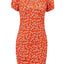 Elegant Printed V-Neck Short Sleeve Mini Dress