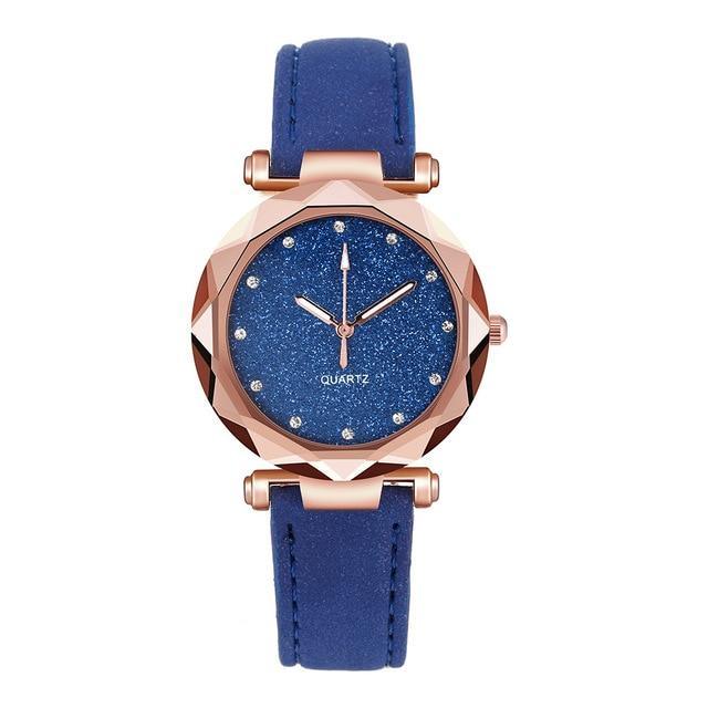 Montre en cuir décontractée pour femme avec design sablé
