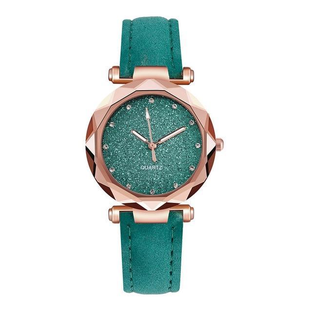 Montre en cuir décontractée pour femme avec design sablé