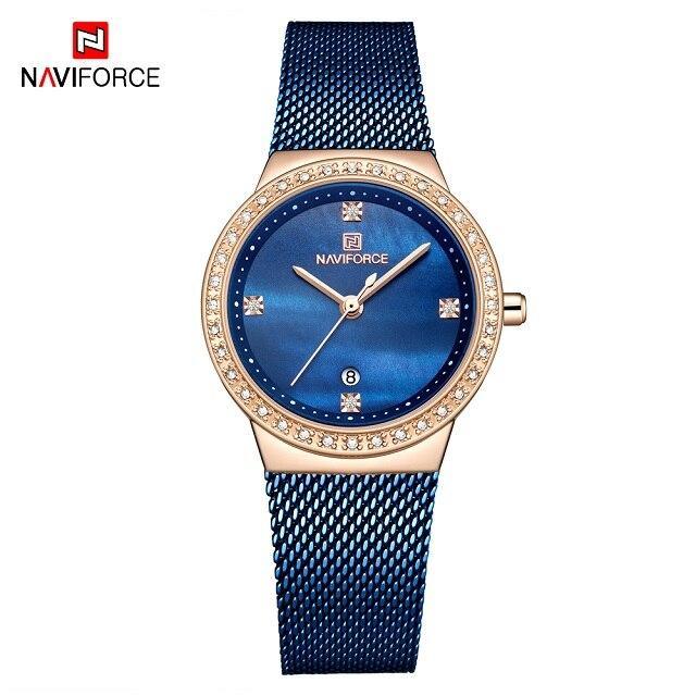 Montre analogique de luxe pour femmes avec affichage de la date et bracelet en acier inoxydable