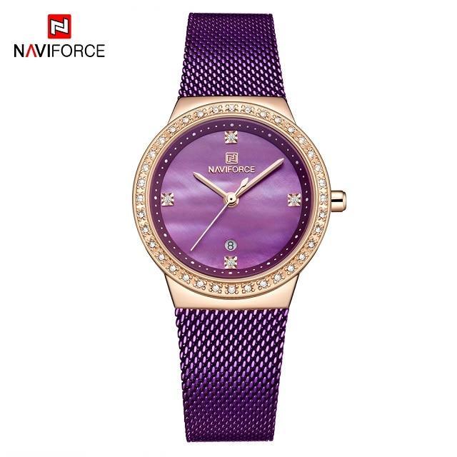 Montre analogique de luxe pour femmes avec affichage de la date et bracelet en acier inoxydable