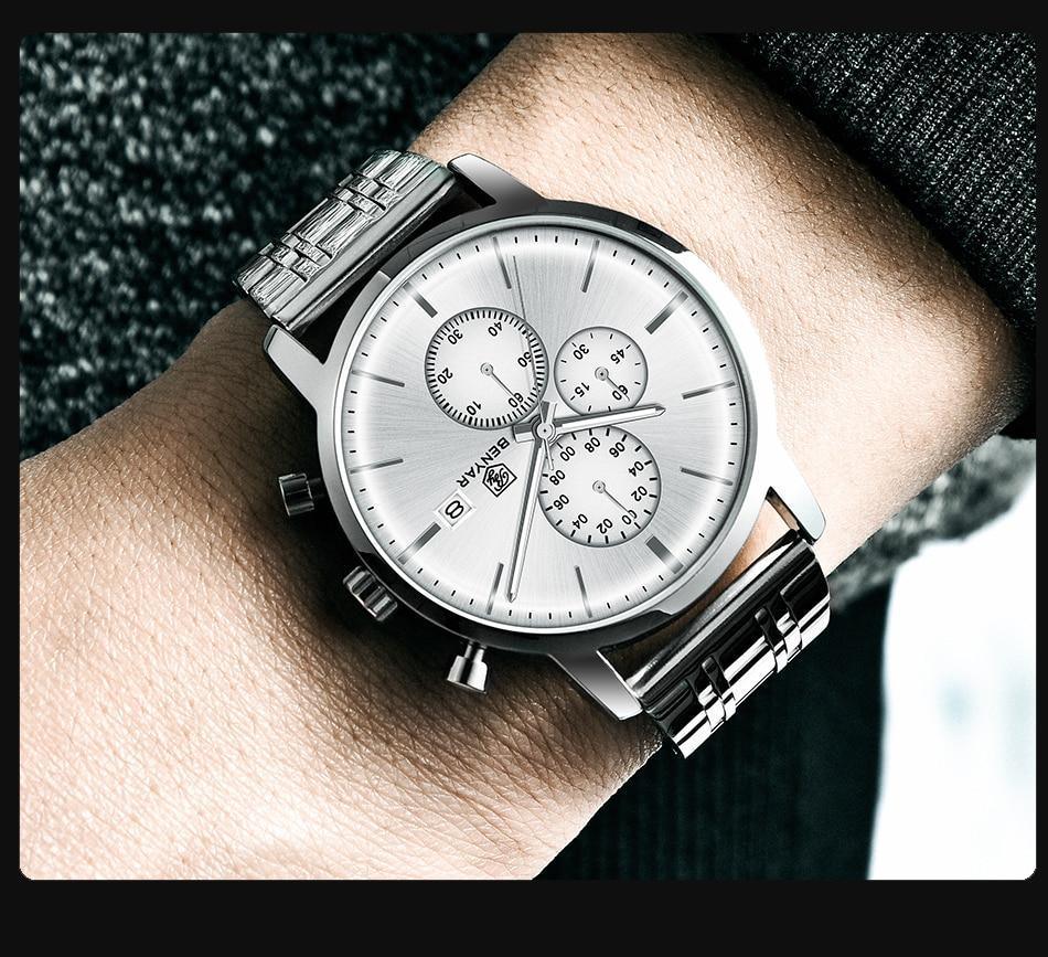 Reloj de Cuarzo de Lujo para Hombre - Reloj Deportivo de Cuero Impermeable