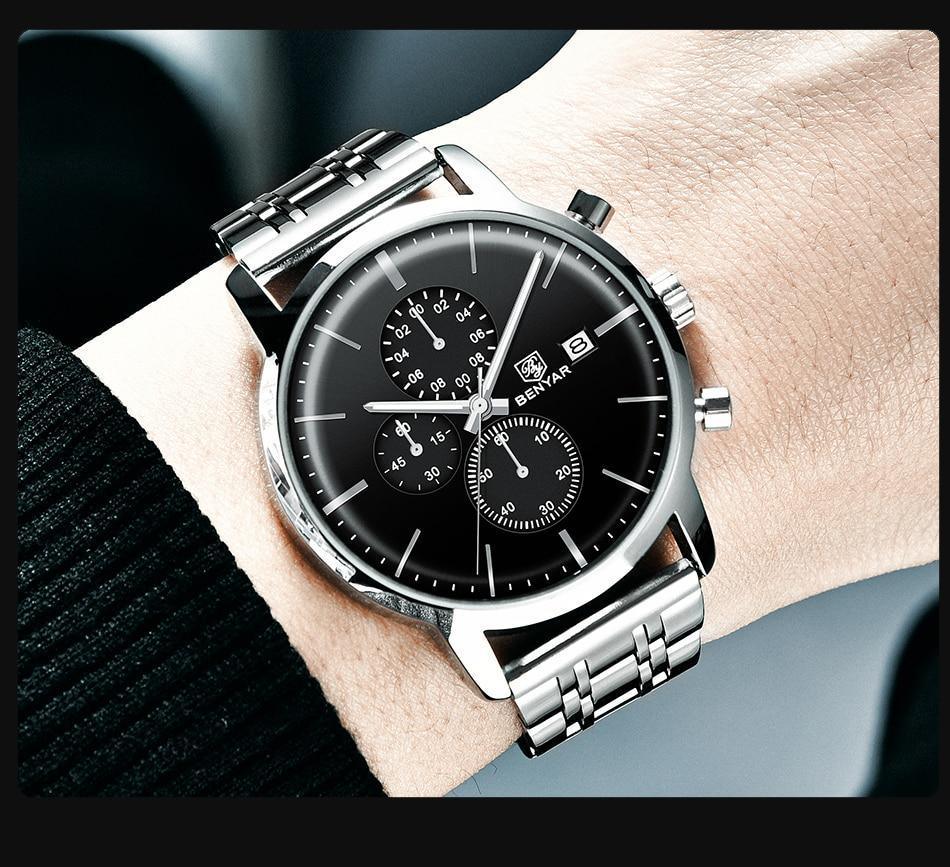 Reloj de Cuarzo de Lujo para Hombre - Reloj Deportivo de Cuero Impermeable