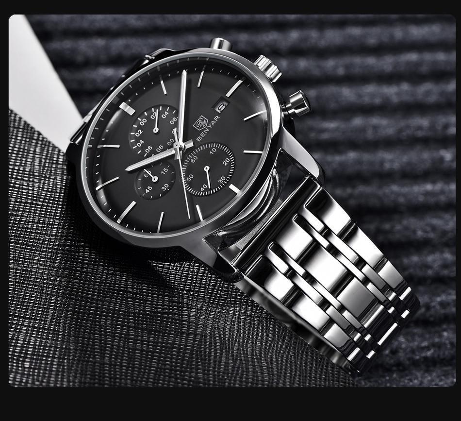 Reloj de Cuarzo de Lujo para Hombre - Reloj Deportivo de Cuero Impermeable