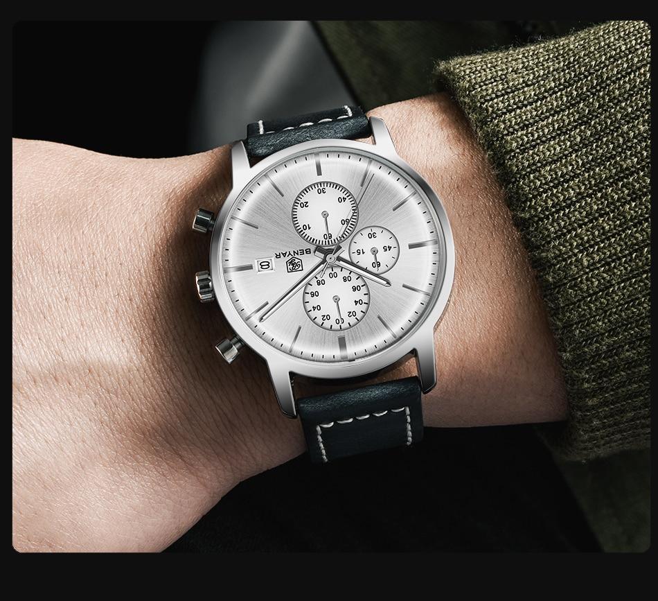 Reloj de Cuarzo de Lujo para Hombre - Reloj Deportivo de Cuero Impermeable