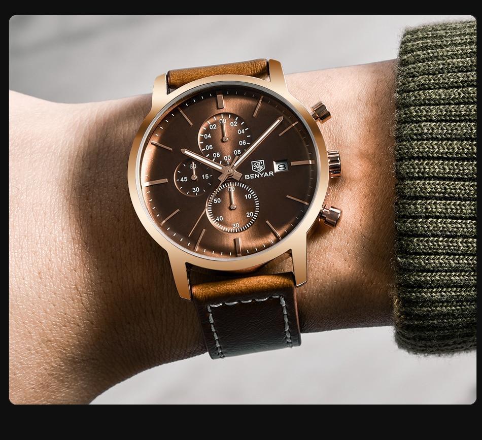 Reloj de Cuarzo de Lujo para Hombre - Reloj Deportivo de Cuero Impermeable