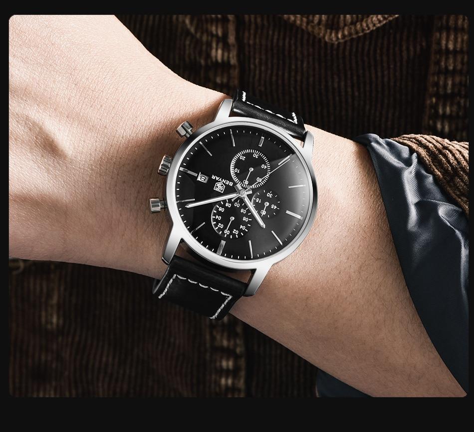 Reloj de Cuarzo de Lujo para Hombre - Reloj Deportivo de Cuero Impermeable