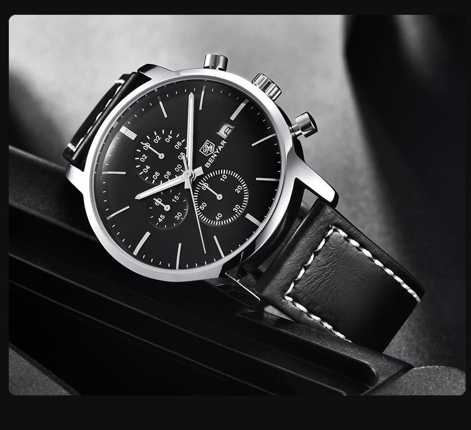 Reloj de Cuarzo de Lujo para Hombre - Reloj Deportivo de Cuero Impermeable