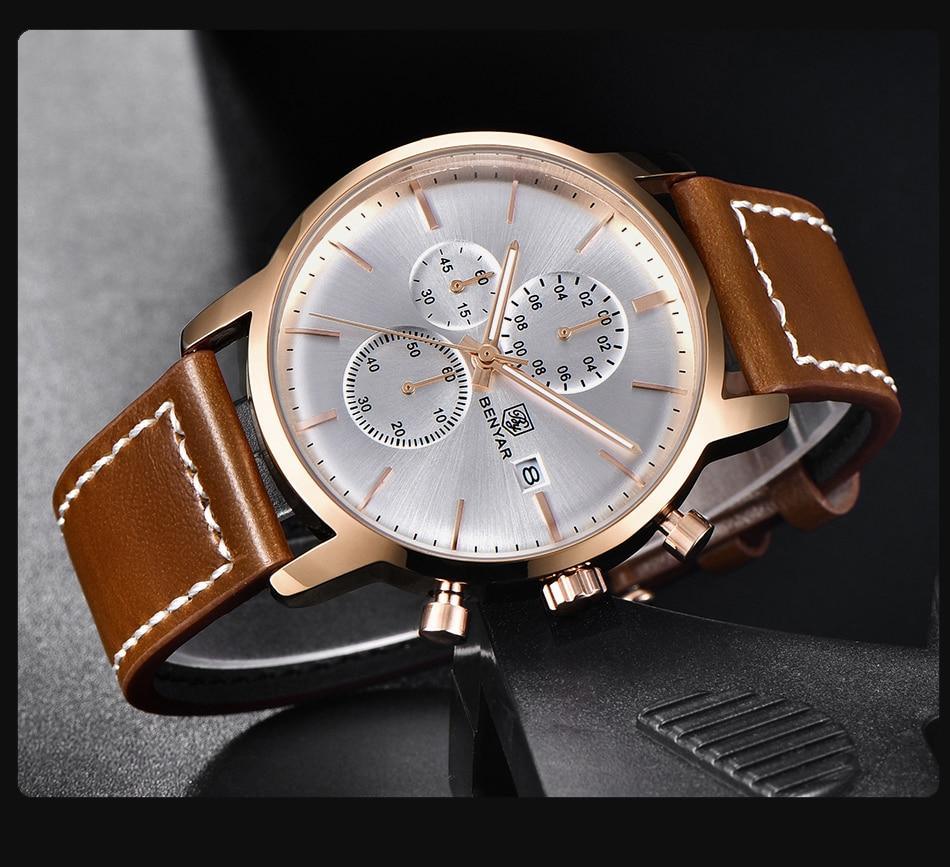 Reloj de Cuarzo de Lujo para Hombre - Reloj Deportivo de Cuero Impermeable