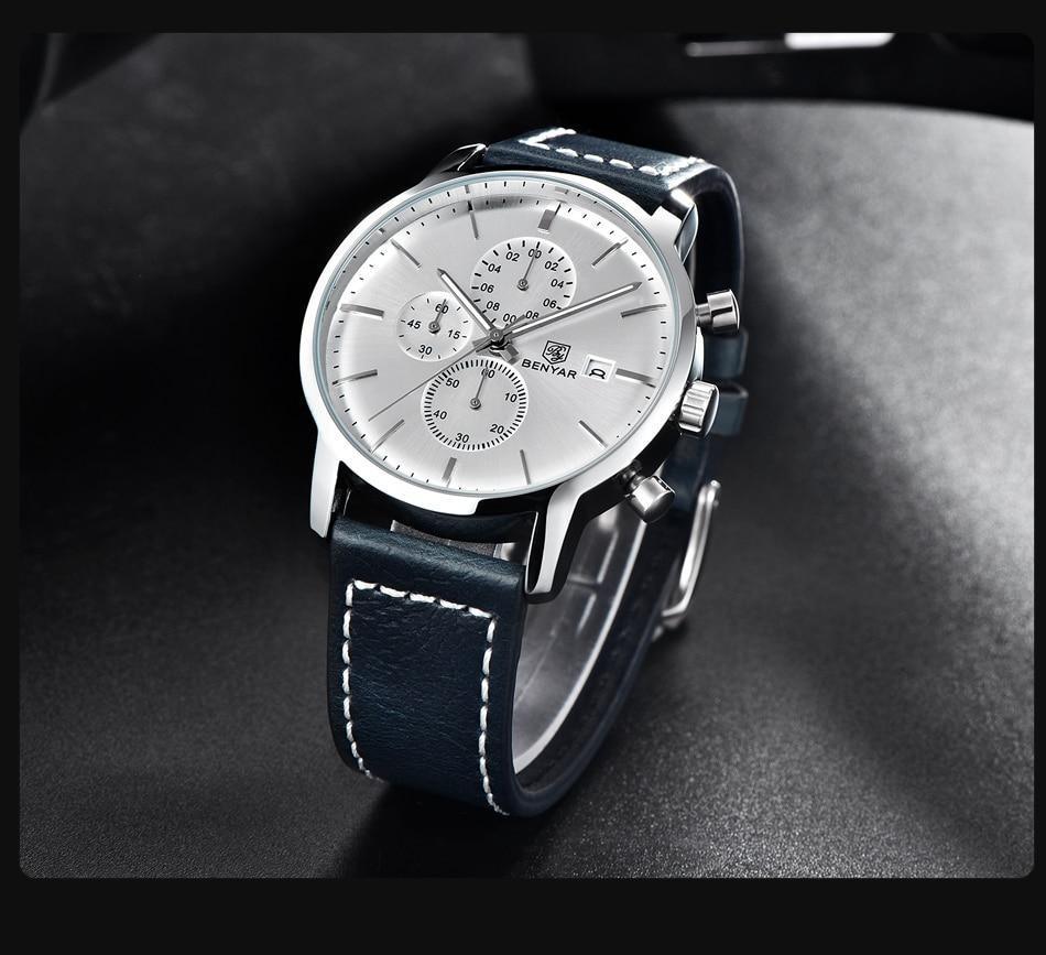 Reloj de Cuarzo de Lujo para Hombre - Reloj Deportivo de Cuero Impermeable