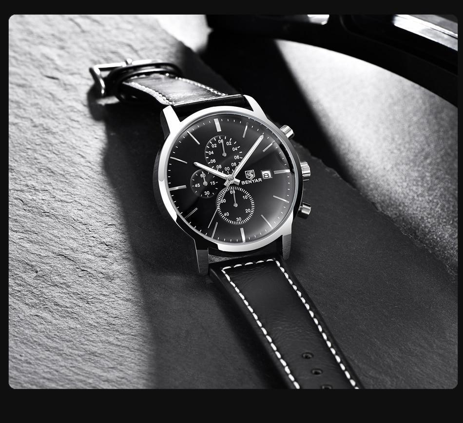 Reloj de Cuarzo de Lujo para Hombre - Reloj Deportivo de Cuero Impermeable