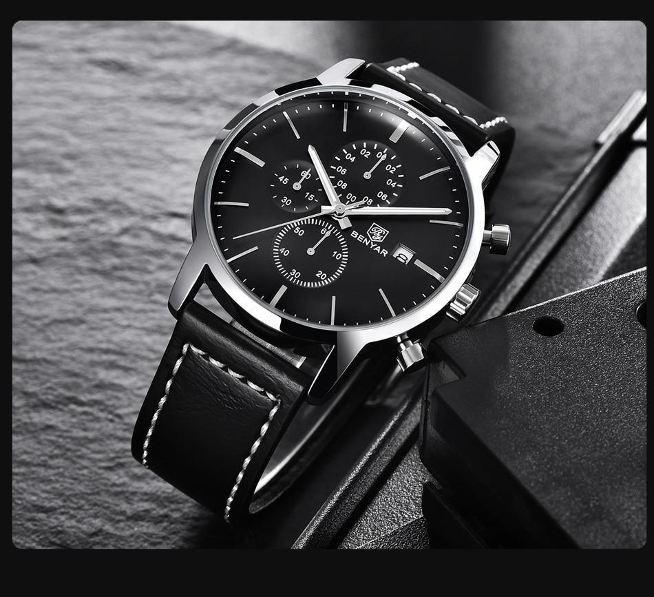 Reloj de Cuarzo de Lujo para Hombre - Reloj Deportivo de Cuero Impermeable
