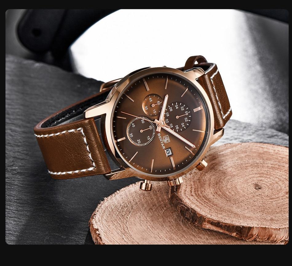 Reloj de Cuarzo de Lujo para Hombre - Reloj Deportivo de Cuero Impermeable