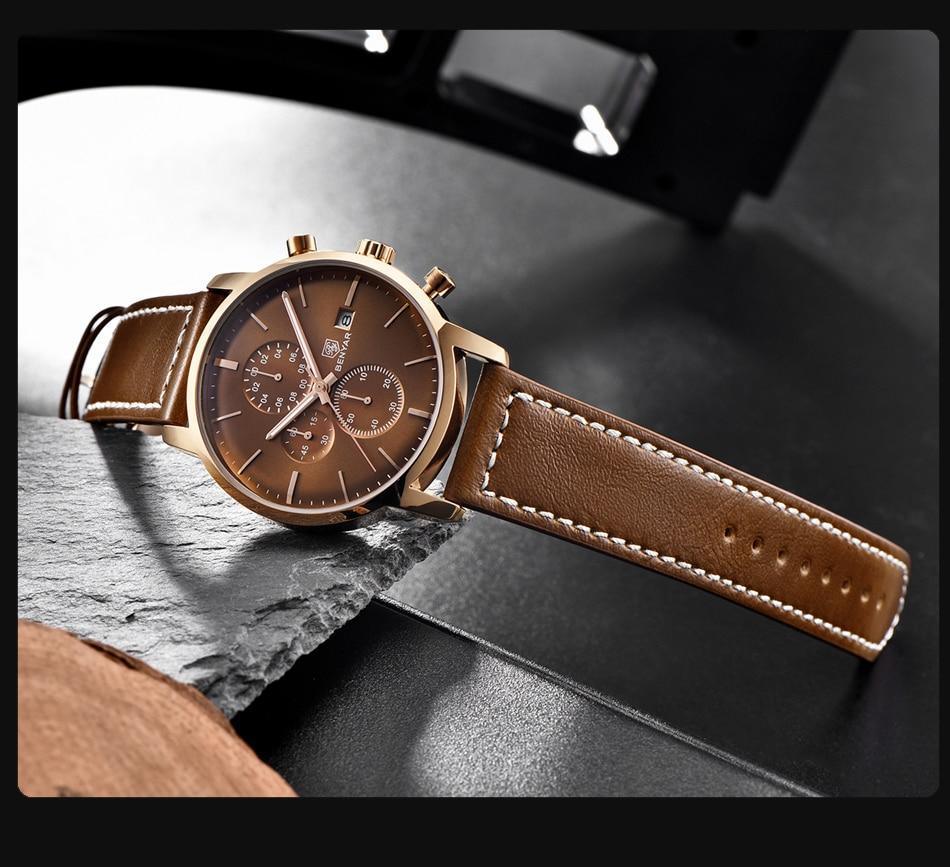 Reloj de Cuarzo de Lujo para Hombre - Reloj Deportivo de Cuero Impermeable