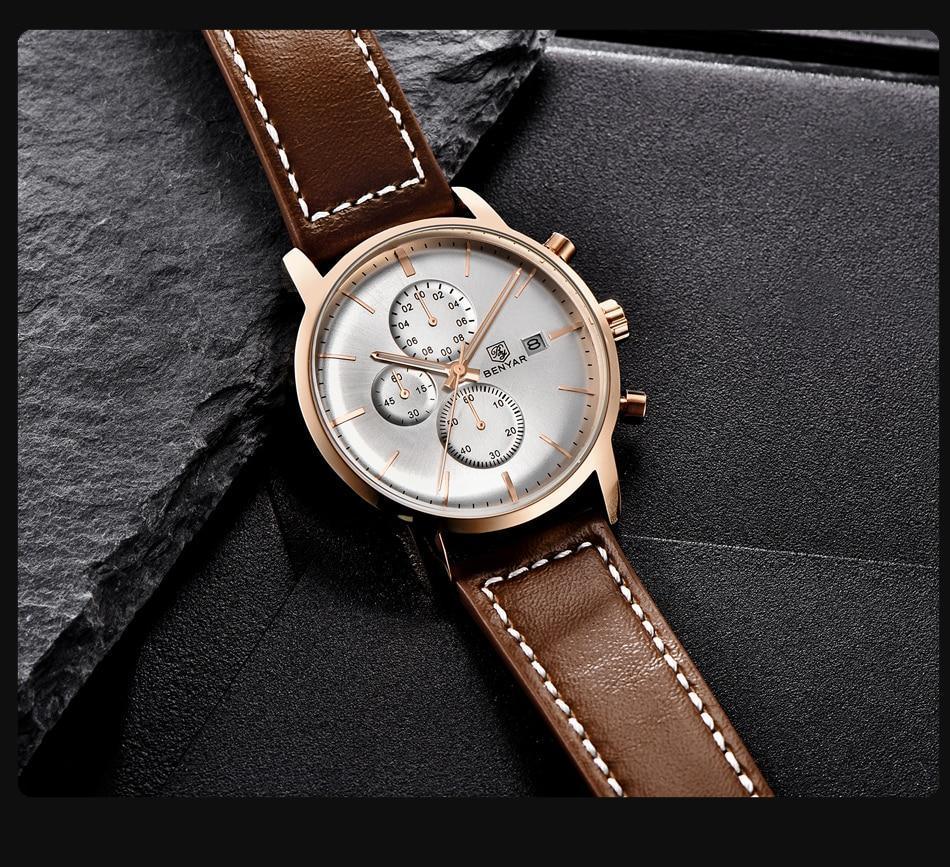Reloj de Cuarzo de Lujo para Hombre - Reloj Deportivo de Cuero Impermeable