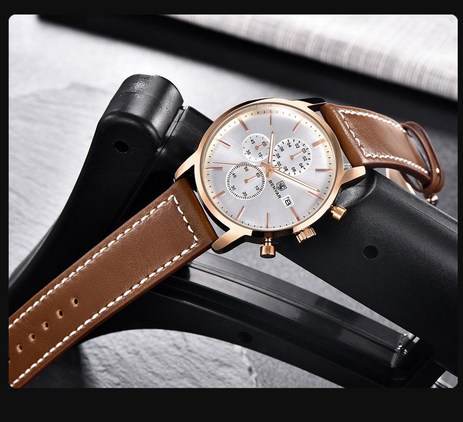 Reloj de Cuarzo de Lujo para Hombre - Reloj Deportivo de Cuero Impermeable