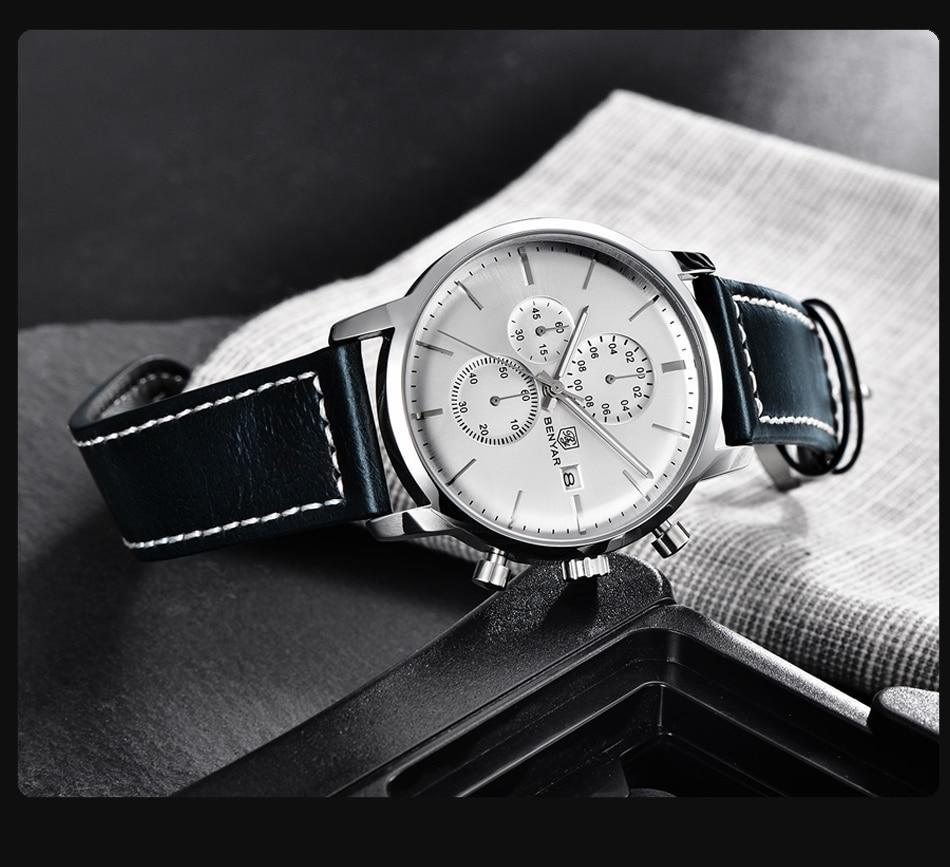 Reloj de Cuarzo de Lujo para Hombre - Reloj Deportivo de Cuero Impermeable