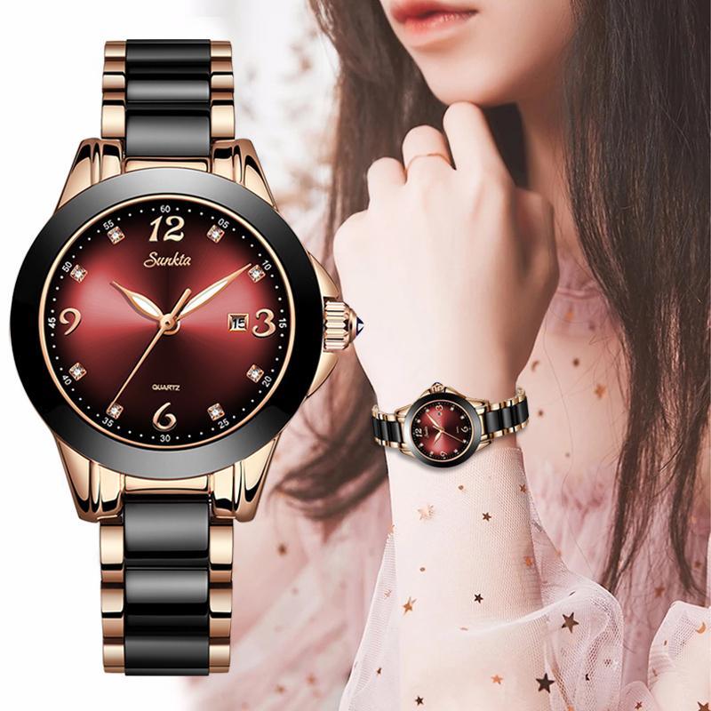 Montre Élégante Étanche pour Femme avec Accents en Acier Inoxydable et Céramique