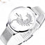 Montre à Quartz Ronde Élégante pour Femme avec Bracelet en Maille en Acier Inoxydable