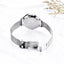 Montre à Quartz Ronde Élégante pour Femme avec Bracelet en Maille en Acier Inoxydable