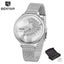 Montre à Quartz Ronde Élégante pour Femme avec Bracelet en Maille en Acier Inoxydable