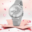 Montre à Quartz Ronde Élégante pour Femme avec Bracelet en Maille en Acier Inoxydable