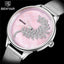 Montre à Quartz Ronde Élégante pour Femme avec Bracelet en Maille en Acier Inoxydable