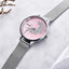 Montre à Quartz Ronde Élégante pour Femme avec Bracelet en Maille en Acier Inoxydable