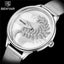 Montre à Quartz Ronde Élégante pour Femme avec Bracelet en Maille en Acier Inoxydable