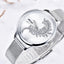 Montre à Quartz Ronde Élégante pour Femme avec Bracelet en Maille en Acier Inoxydable