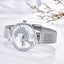 Montre à Quartz Ronde Élégante pour Femme avec Bracelet en Maille en Acier Inoxydable