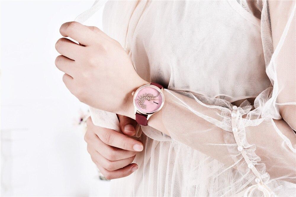 Montre à Quartz Ronde Élégante pour Femme avec Bracelet en Maille en Acier Inoxydable